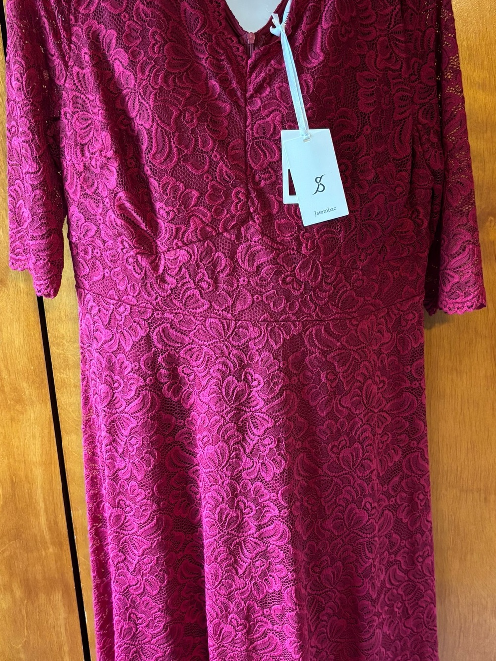Jessica Simpson Magenta Lace Fit & Flare Dress